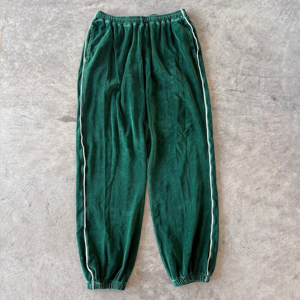 Gucci Mens Green Velour GG Interlocking Logo Patch Sweatpants Size S